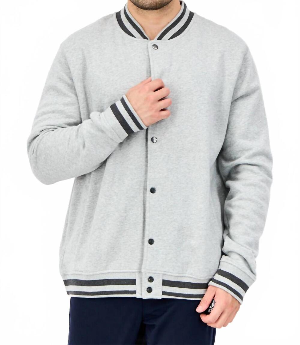 NEW CHAMPION snap up athletic wear varsity bomber jacket in light gray